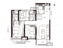 120㎡户型， 3室2厅2卫1厨， 建筑面积约120.00平米
