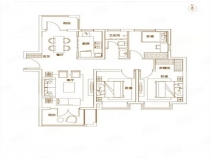 116㎡A户型， 3室2厅1卫1厨， 建筑面积约116.00平米