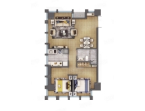 D户型， 公寓， 建筑面积约95.00平米