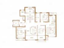 138㎡户型， 4室2厅2卫1厨， 建筑面积约138.00平米