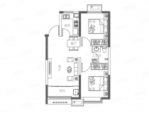 76㎡户型， 2室2厅1卫0厨， 建筑面积约76.00平米